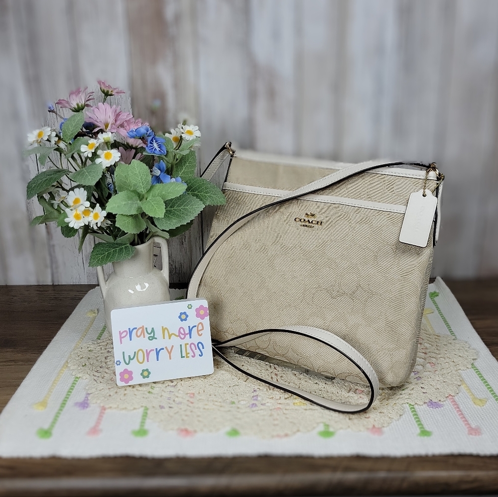Coach Khaki/White FileCrossbody EUC